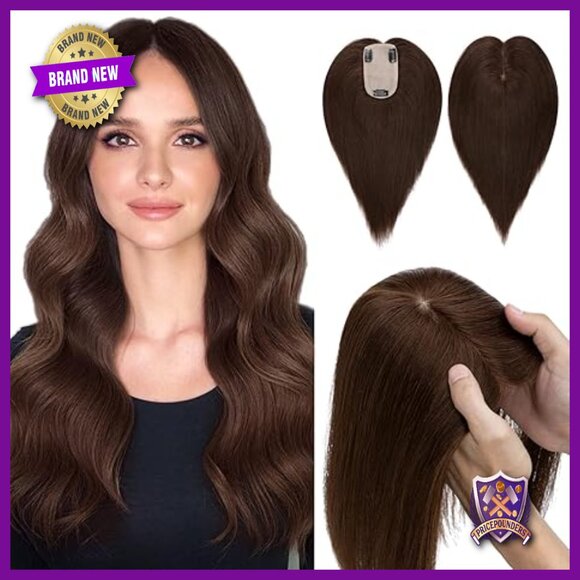Human Hair Topper 10 Inch Silk Base Clip-in Hairpiece for Thinning Hair